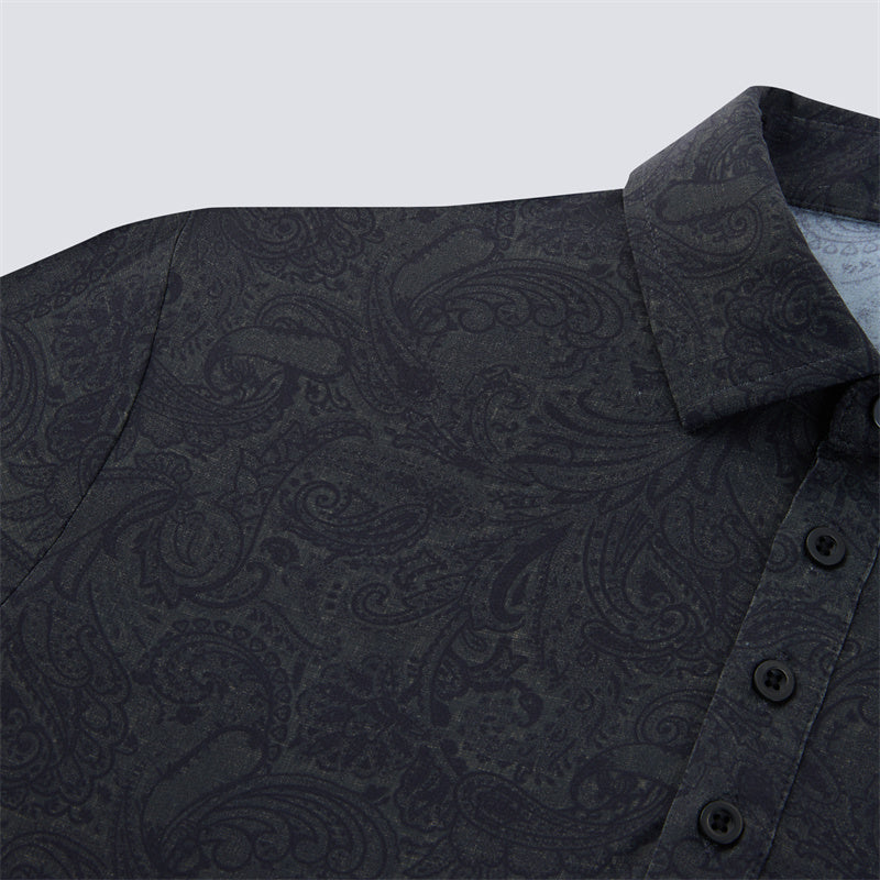 Charcoal Jacquard Short Sleeve Polo