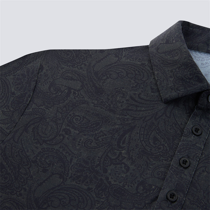 Charcoal Jacquard Short Sleeve Polo