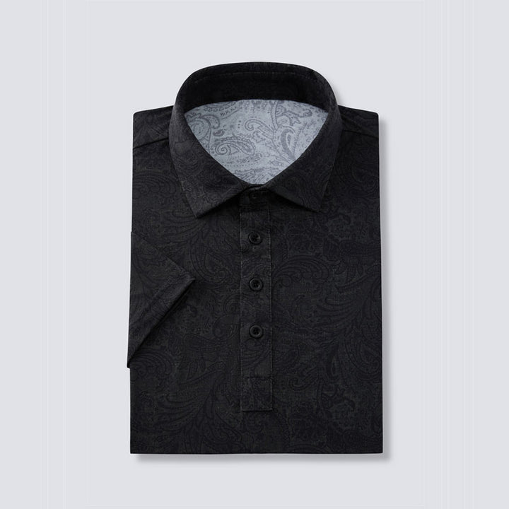 Charcoal Jacquard Short Sleeve Polo
