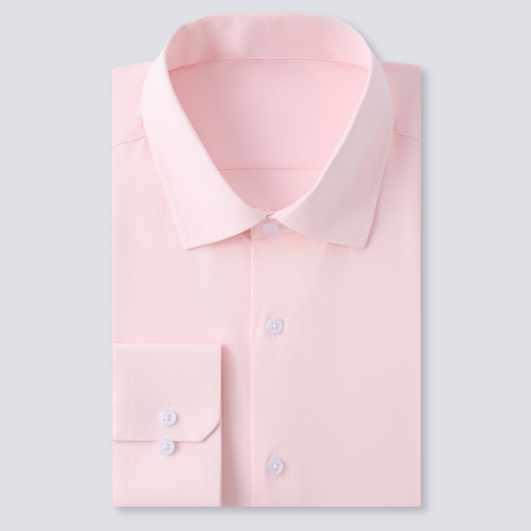 Solid Pink Long Sleeve Dress Shirt - Town Hill