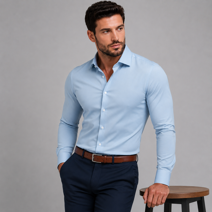 Business Blue Long Sleeve Dress shirt