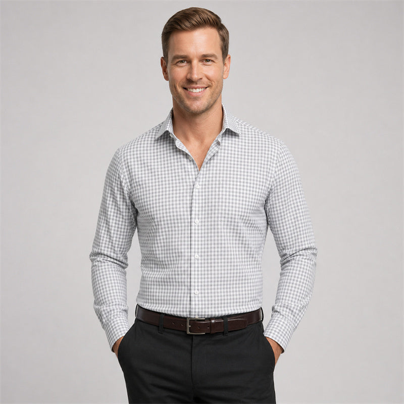Forest Green Gingham Long Sleeve Dress Shirt
