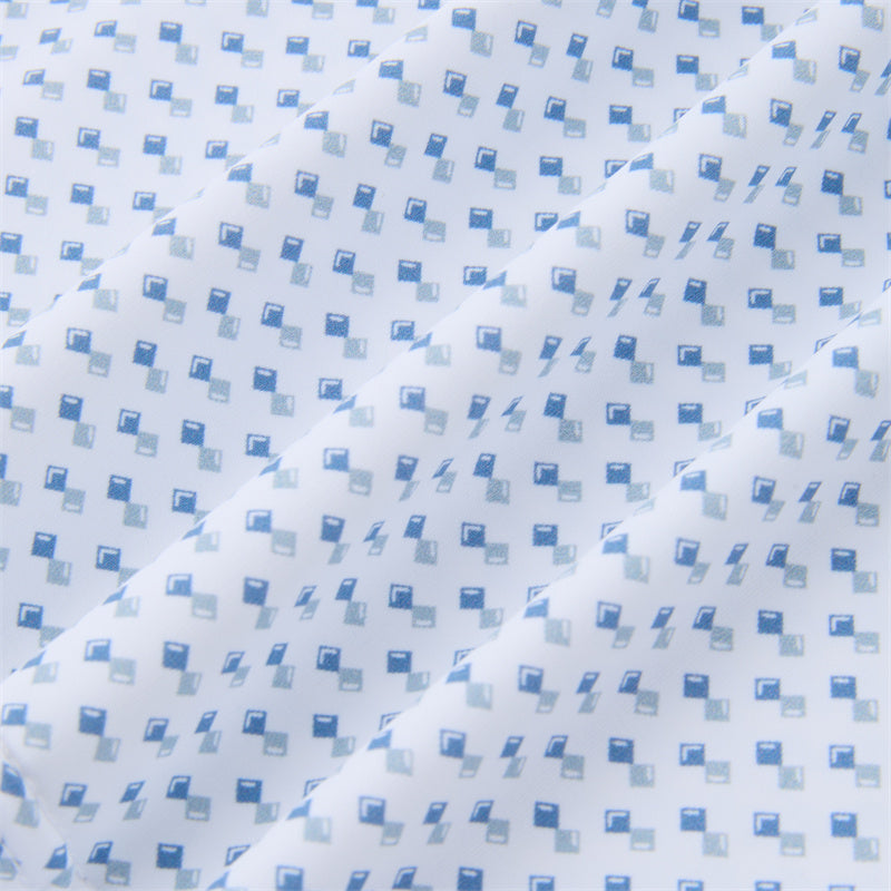 Geo Double Royal Blue &amp; White Square Short Sleeve Polo