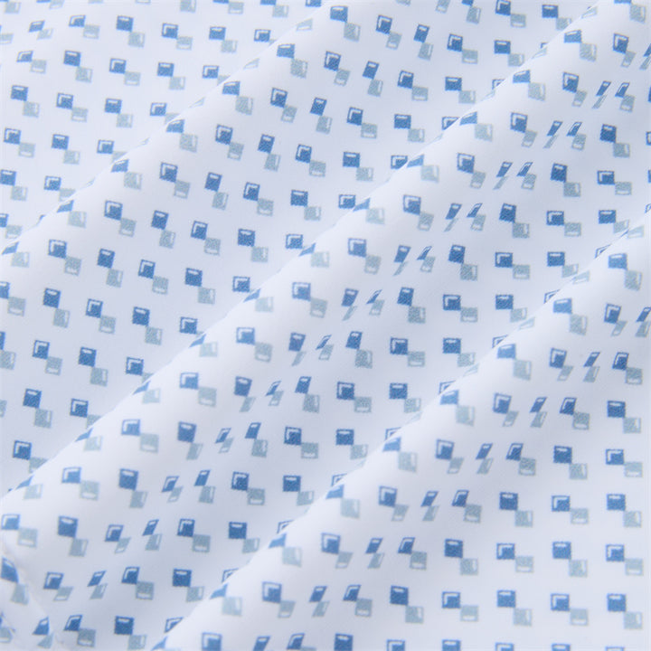 Geo Double Royal Blue &amp; White Square Short Sleeve Polo