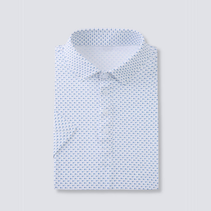 Geo Double Royal Blue &amp; White Square Short Sleeve Polo