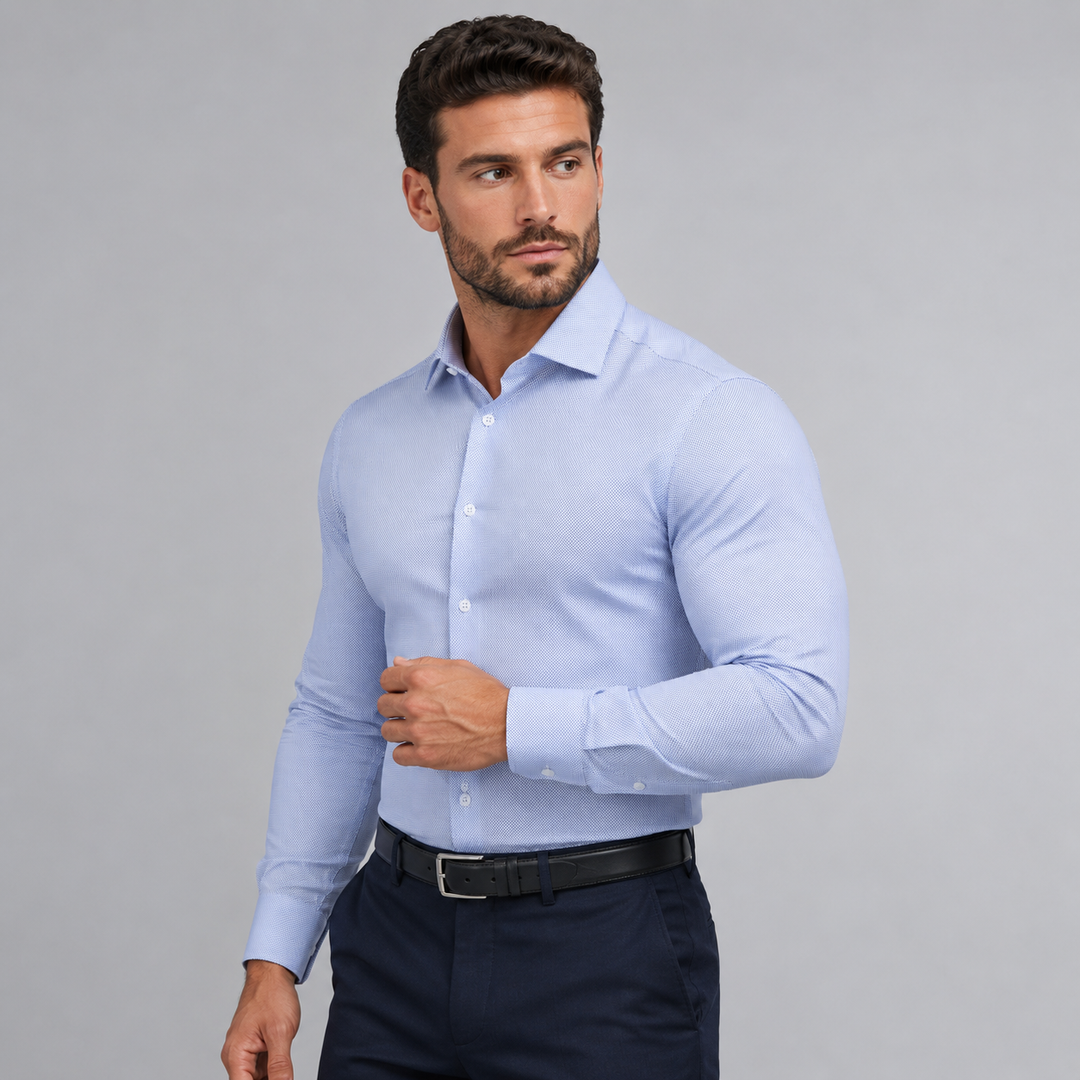 Mini Navy Dot Long Dress shirt