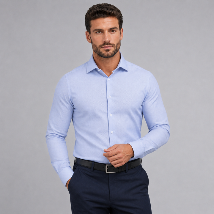 Mini Navy Dot Long Dress shirt