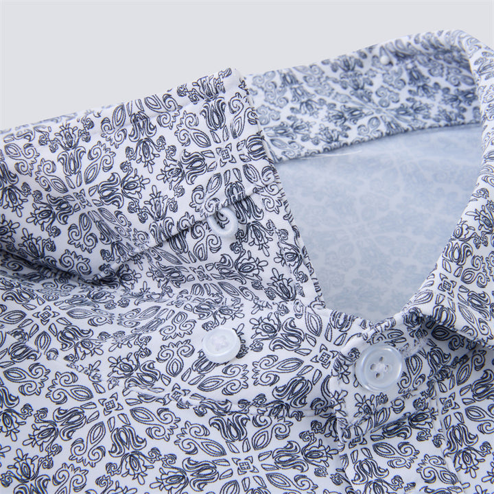Navy &amp; White Jacquard Short Sleeve Polo