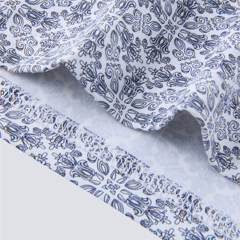 Navy &amp; White Jacquard Short Sleeve Polo