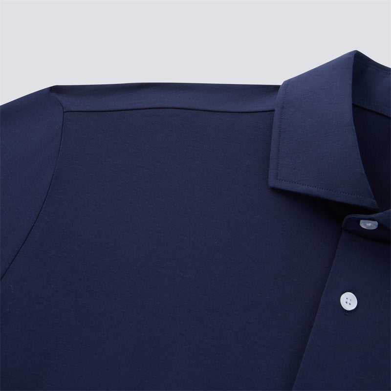 Navy Cotton/Spendex Button Down Short Sleeves Casual Shirt-Navy
