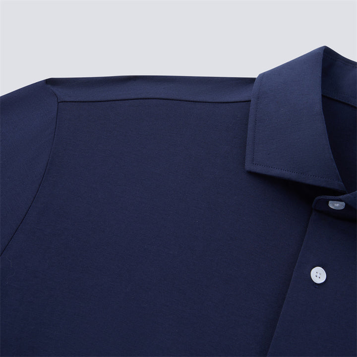 Navy Cotton/Spendex Button Down Short Sleeves Casual Shirt-Navy