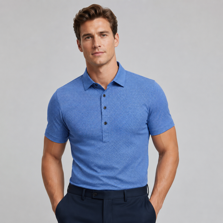 Blue Mini Crown Check Short Sleeve Polo