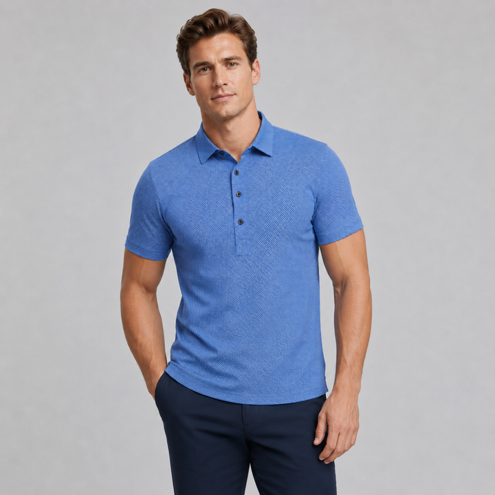 Blue Mini Crown Check Short Sleeve Polo