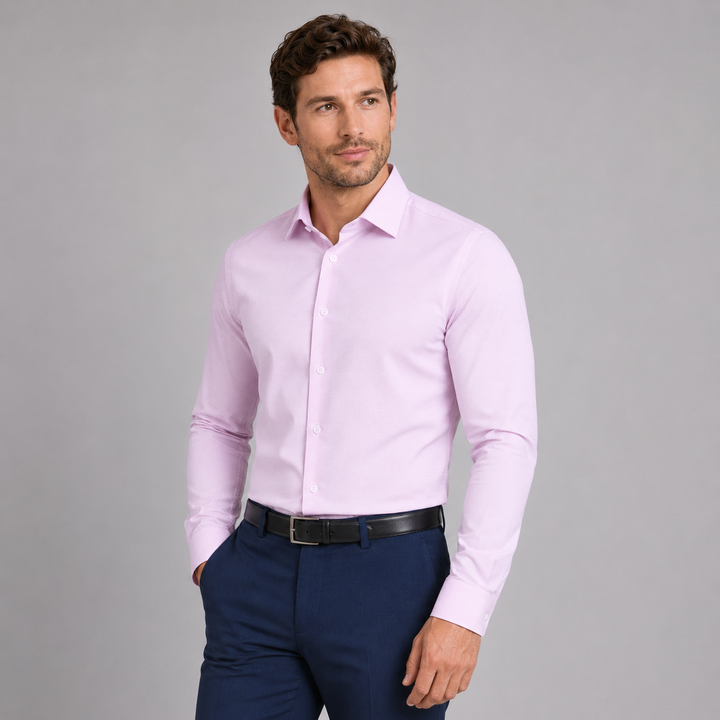 Athletic Pink Weave long sleeve dress shirt