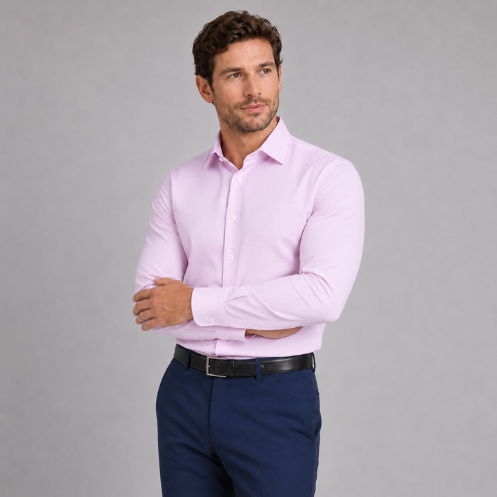 Athletic Pink Weave long sleeve dress shirt