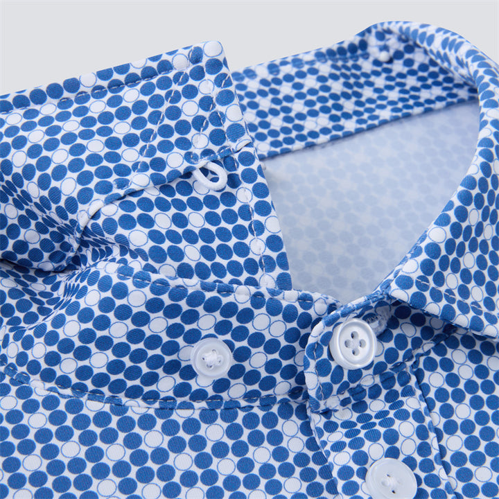 Royal Blue &amp; White Circles Short Sleeve Polo