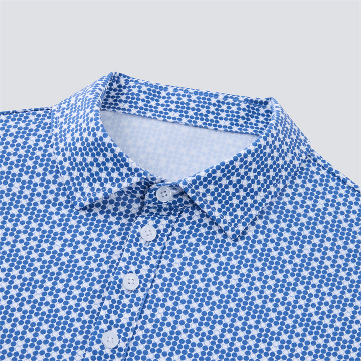 Royal Blue &amp; White Circles Short Sleeve Polo