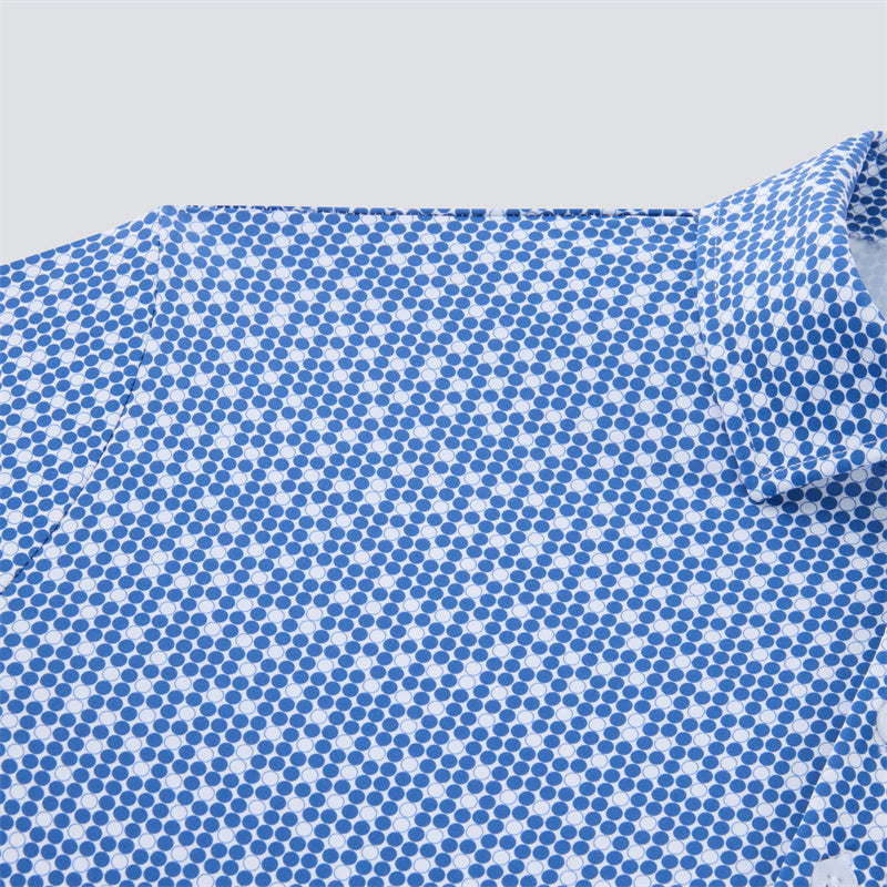 Royal Blue &amp; White Circles Short Sleeve Polo