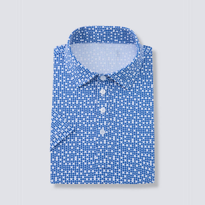 Royal Blue &amp; White Circles Short Sleeve Polo