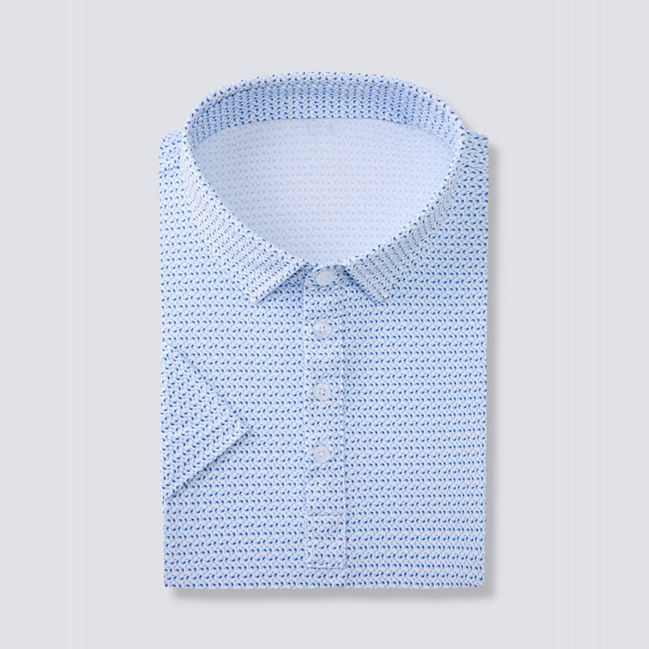 White and Blue Paisley Short Sleeve Polo