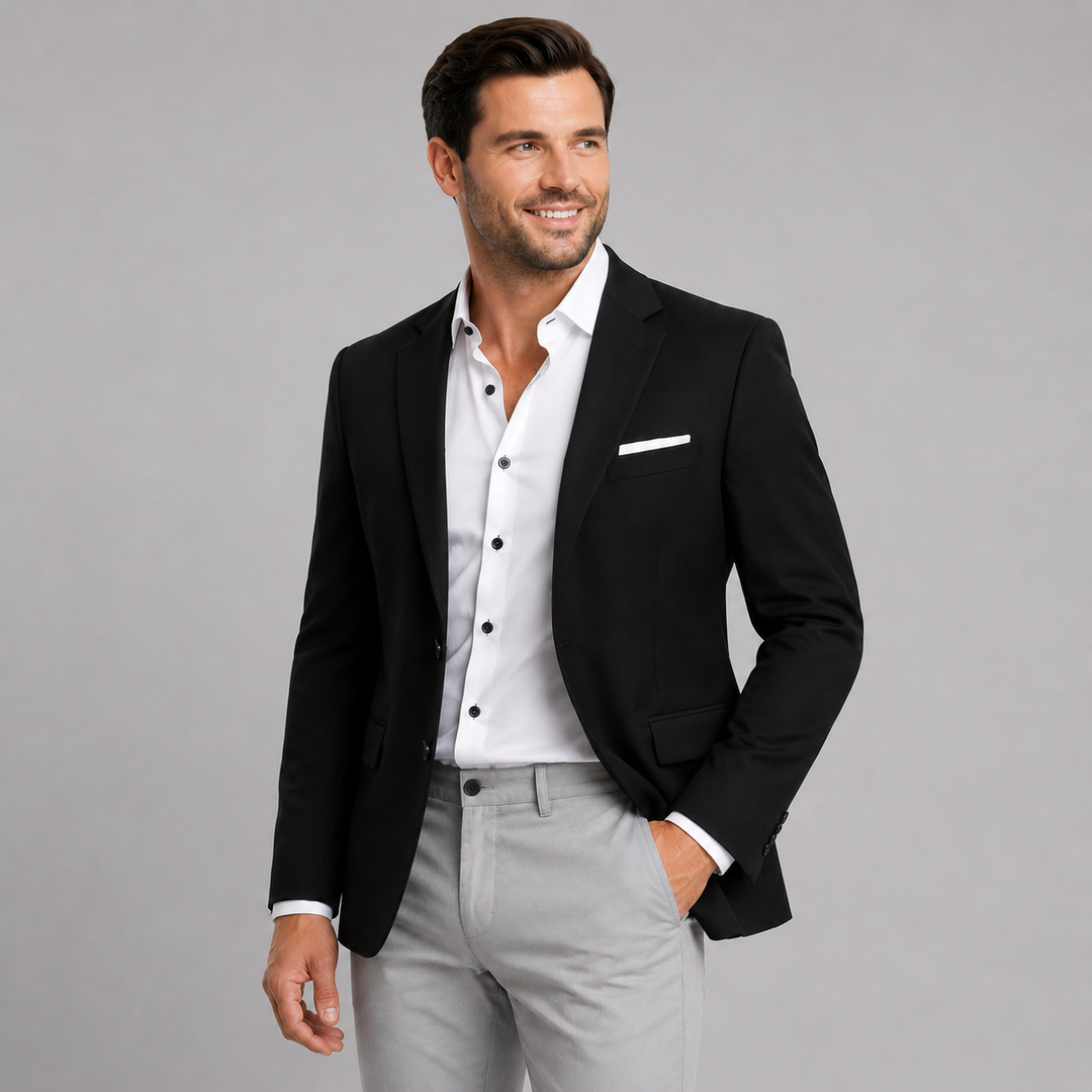 Athletic Fit Stretch Blazer – Black - Town Hill