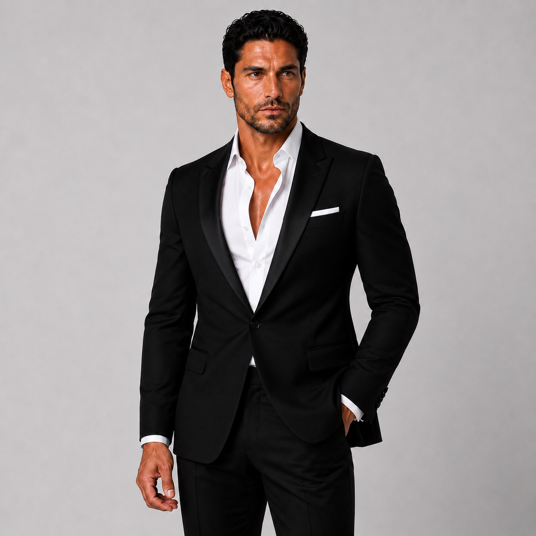 Tuxedo Jacket – Black With Peak Lapel - Town Hill