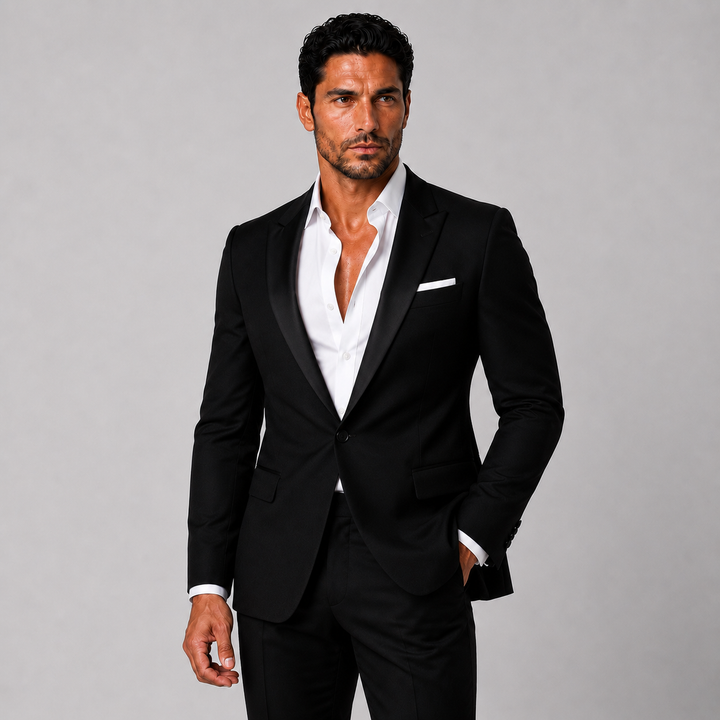 Tuxedo Jacket – Black With Peak Lapel - Town Hill