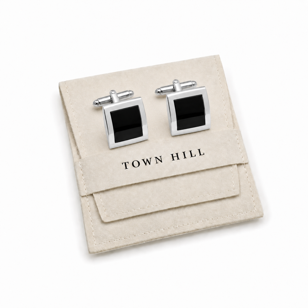 Black Square Cuff Links (Set of 2) - Town Hill