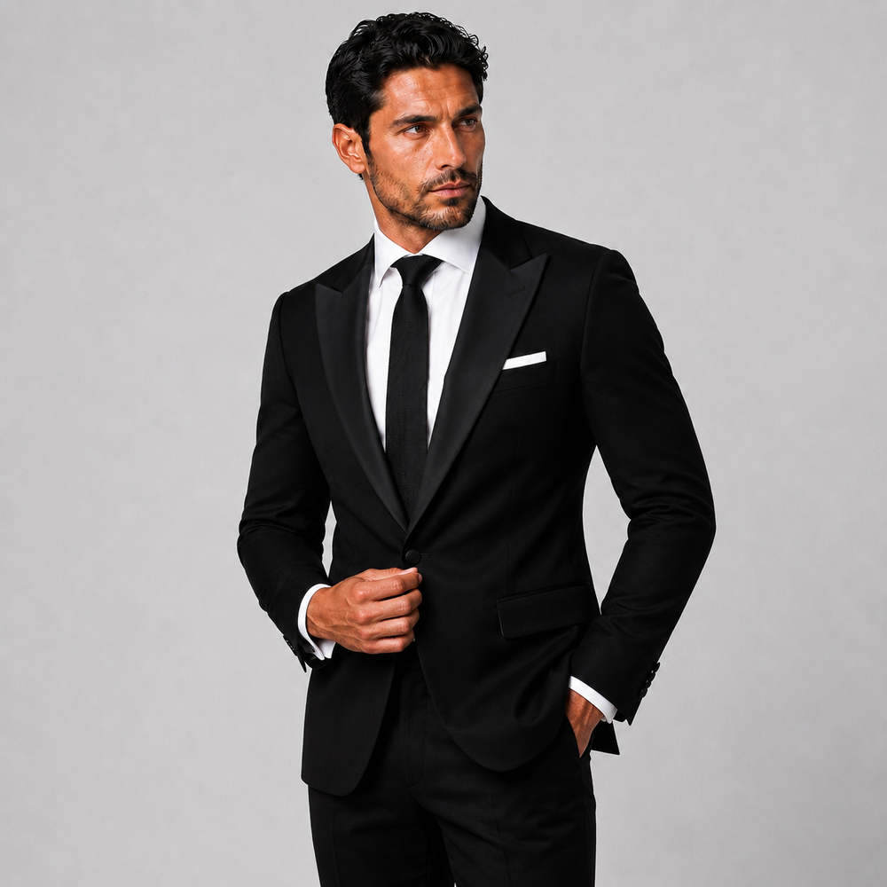 Tuxedo Jacket – Black With Peak Lapel - Town Hill