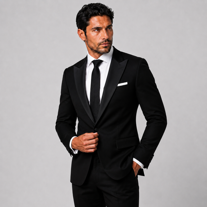Tuxedo Jacket – Black With Peak Lapel - Town Hill