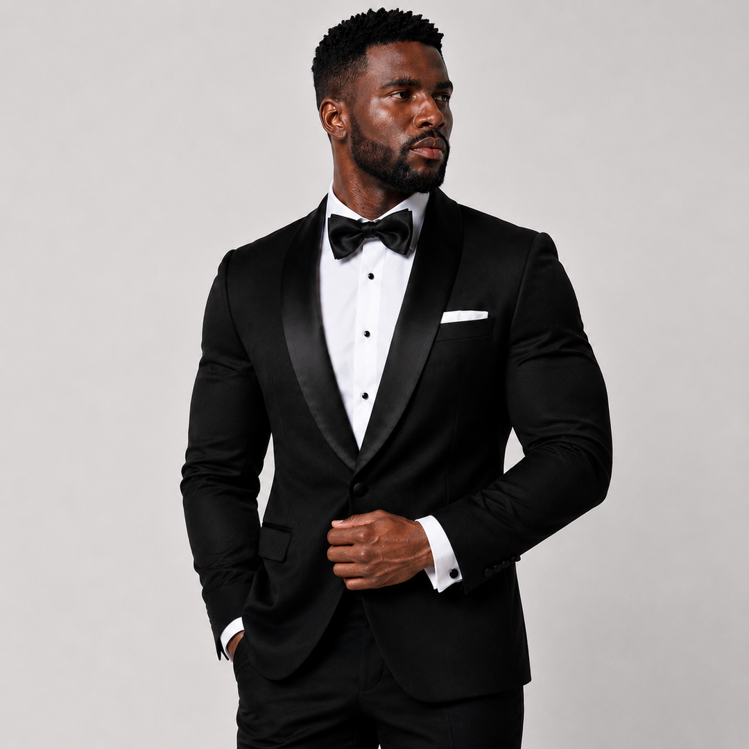 Tuxedo Jacket – Black With Shawl Lapel - Town Hill