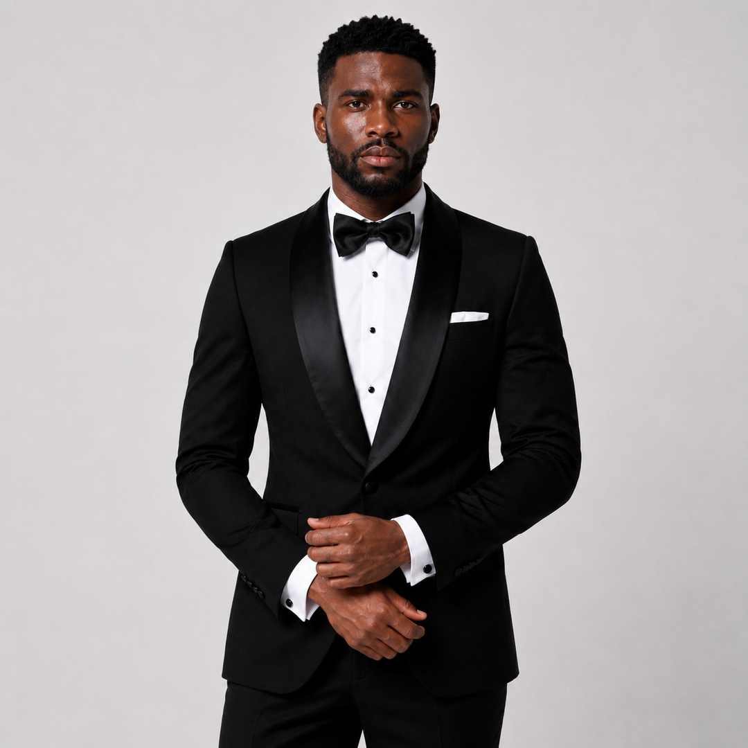 Tuxedo Jacket – Black With Shawl Lapel - Town Hill