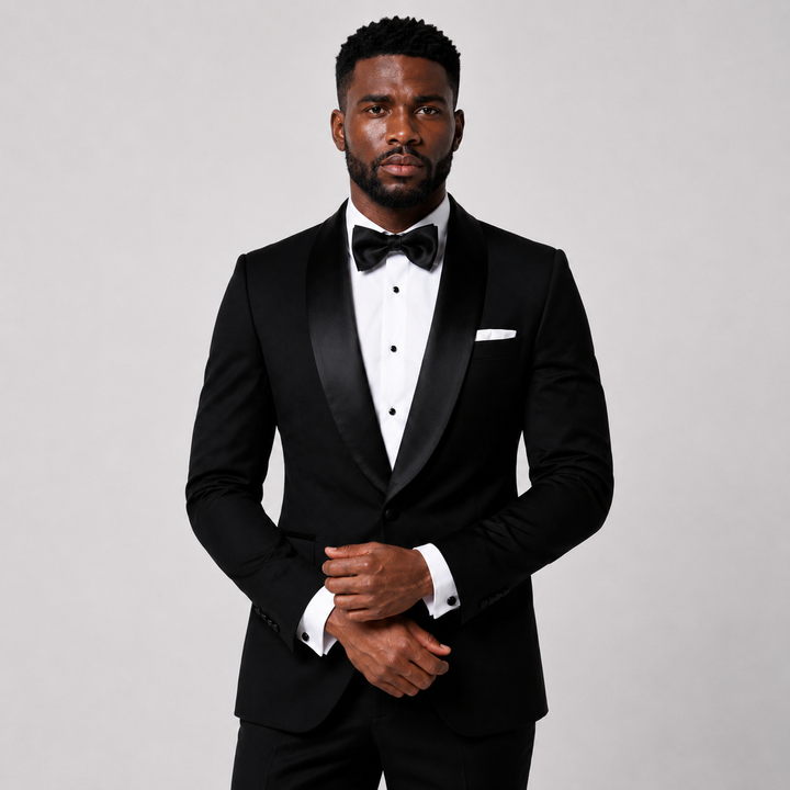 Tuxedo Jacket – Black With Shawl Lapel - Town Hill