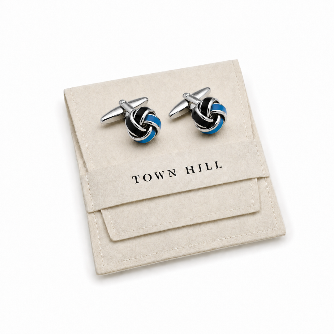 Navy&Light Blue Knot Cuff Links (Set of 2) - Town Hill