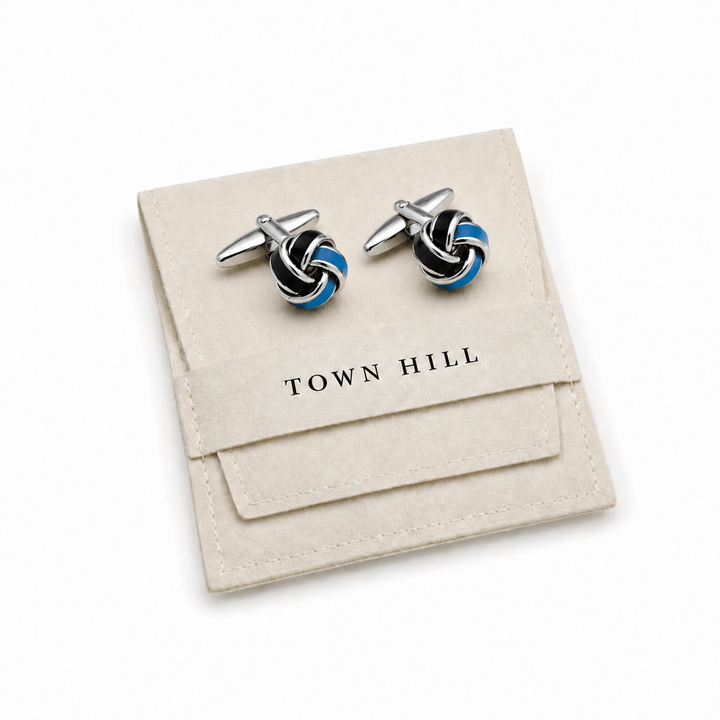 Navy&amp;Light Blue Knot Cuff Links (Set of 2) - Town Hill