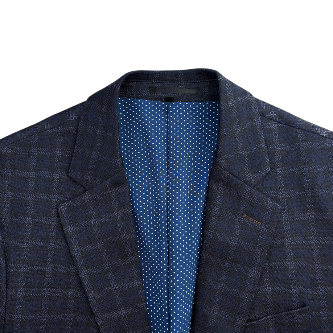 Athletic Fit Stretch Blazer – Blue Plaid - Town Hill