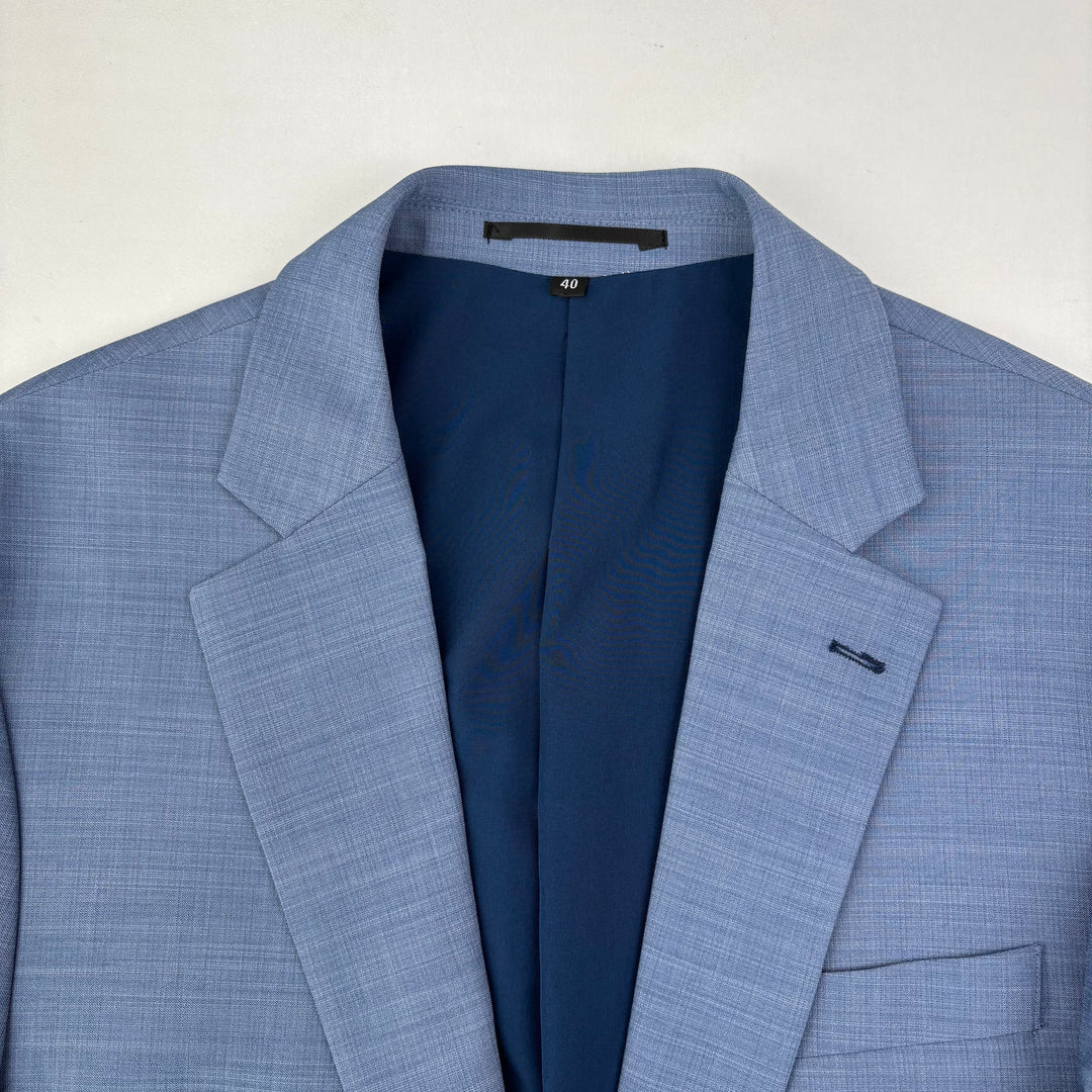 Athletic Fit Stretch Blazer – Heathered Light Blue - Town Hill