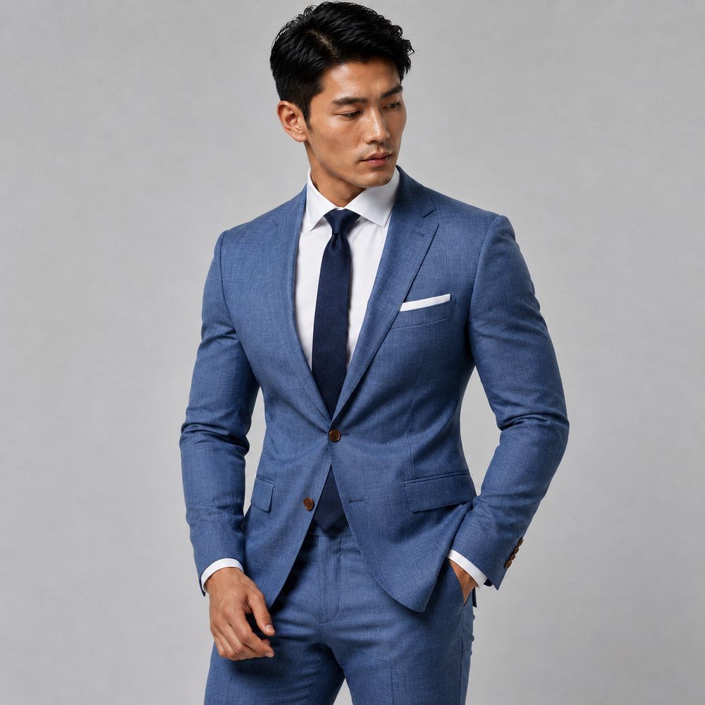 Athletic Fit Stretch Blazer – Heathered Blue - Town Hill