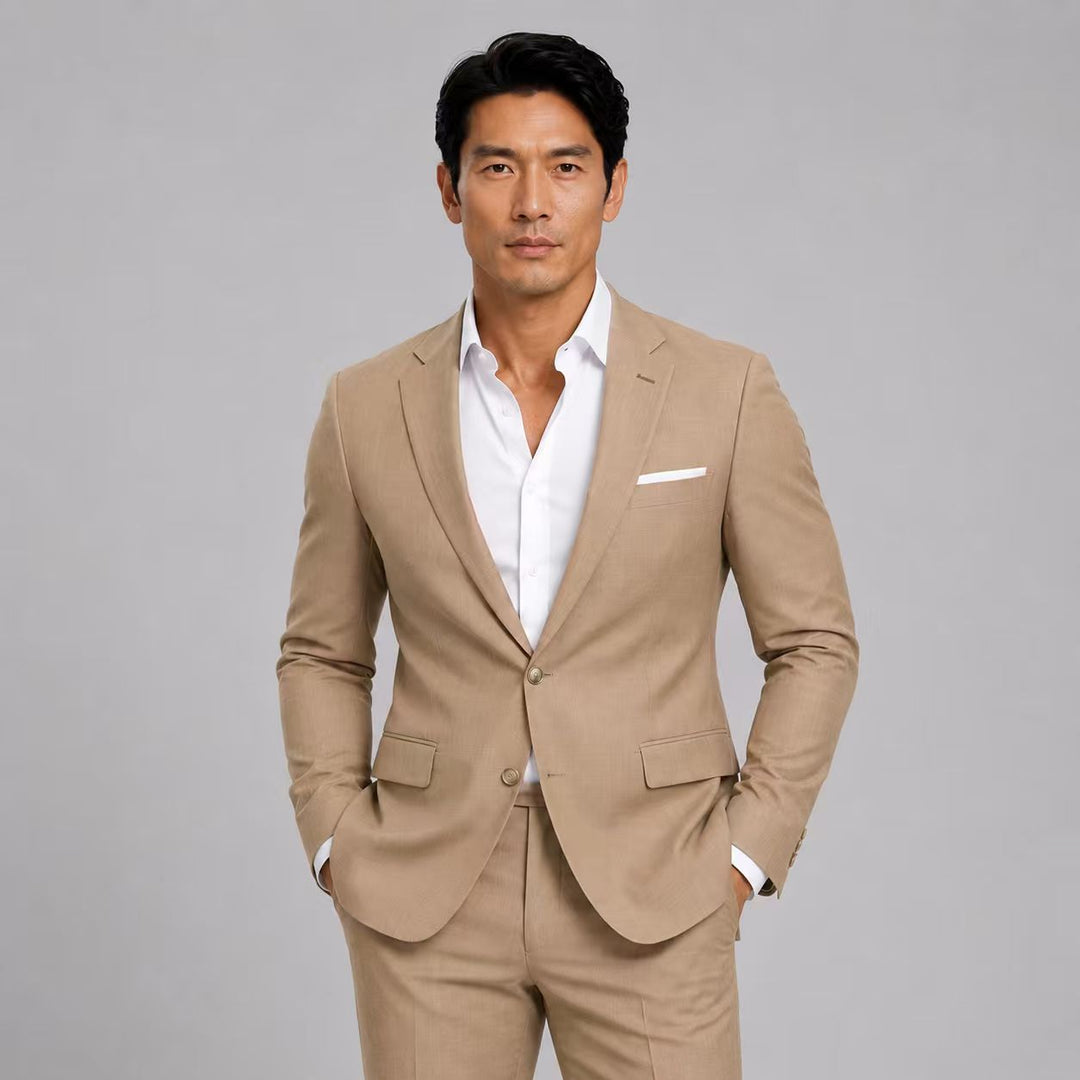 Athletic Fit Stretch Short Blazer – Heathered Sand - Town Hill
