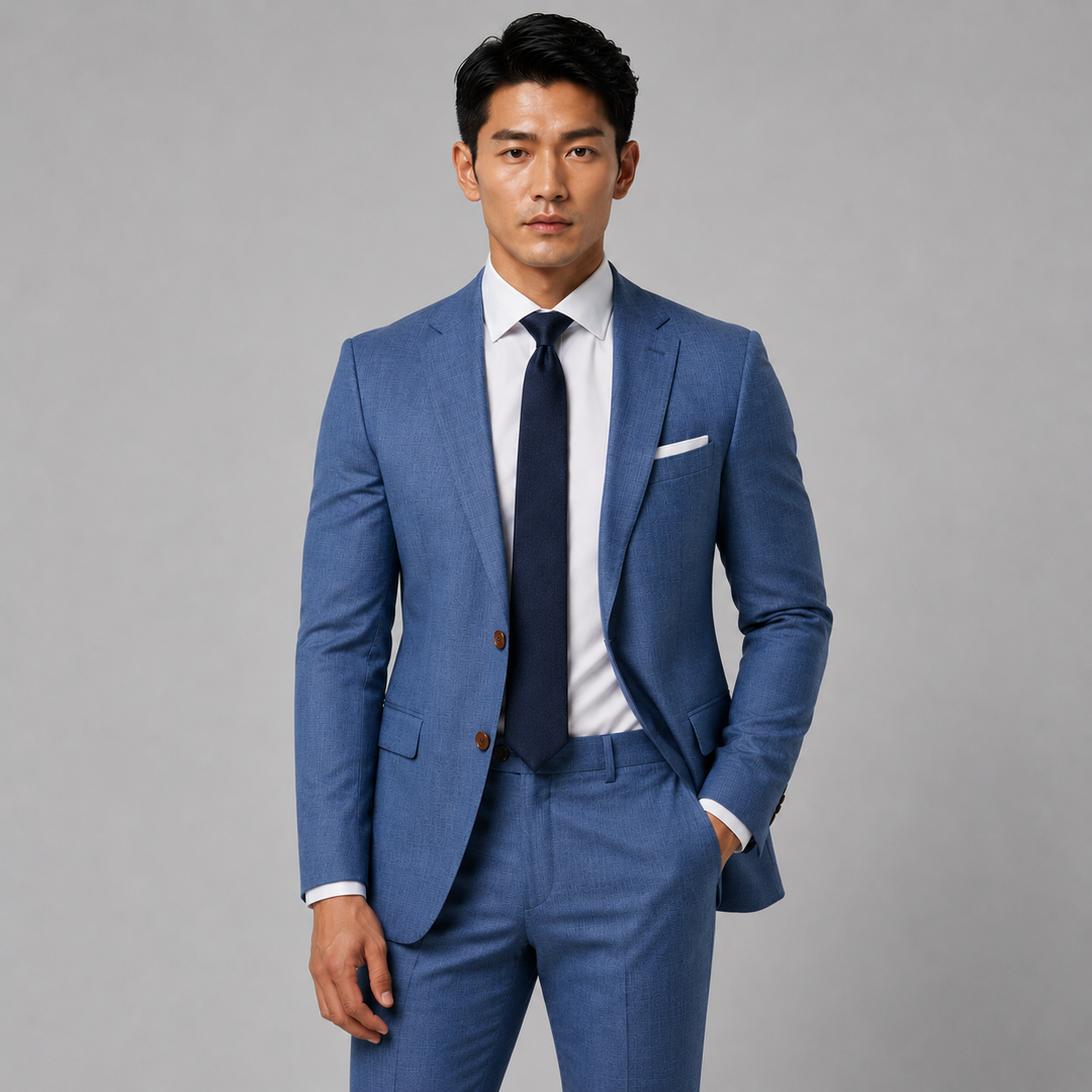 Athletic Fit Stretch Blazer – Heathered Blue - Town Hill