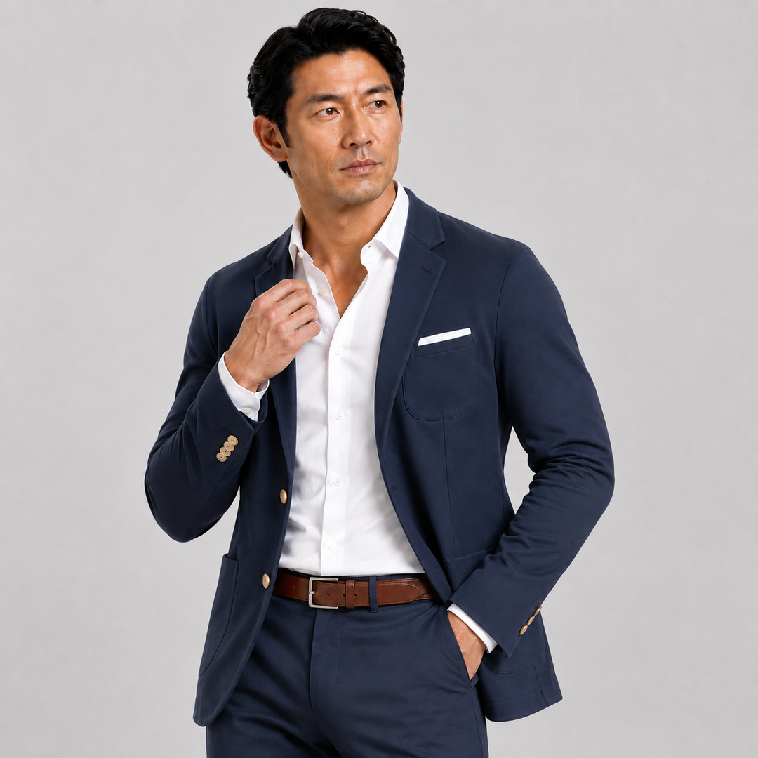 Athletic Casual Men’s Blazer – Navy - Town Hill