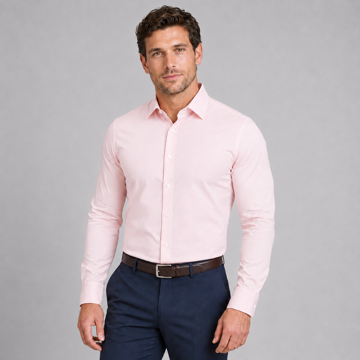 Solid Pink Long Sleeve Classic Fits - Town Hill